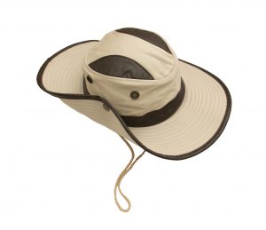 Sombrero Australiano. Con aplicaciones tipo piel. 